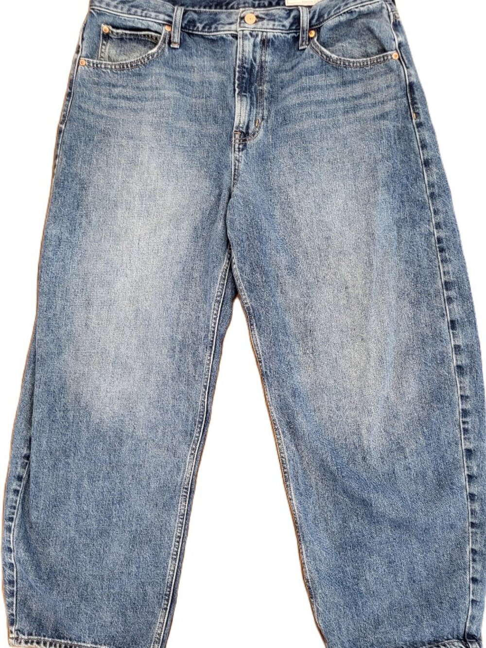 GAP High Rise Barrel Jeans 33 16 Short Medium Indigo